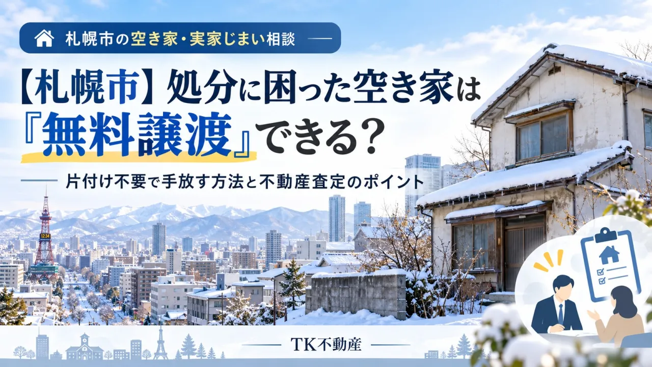 【札幌市】処分に困った空き家は「無料譲渡」できる?片付け不要で手放す方法と不動産査定のポイント